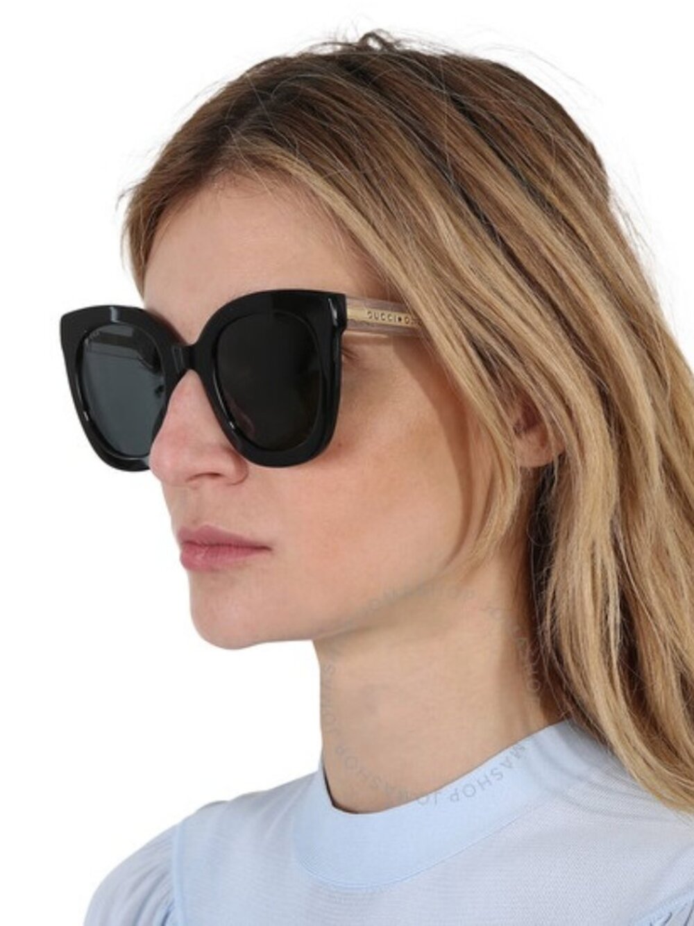 Gucci Women Sunglasses Black Crystal Grey Cat Eye GG0564SN 001 NEW AUTHENTIC - Picture 10 of 12
